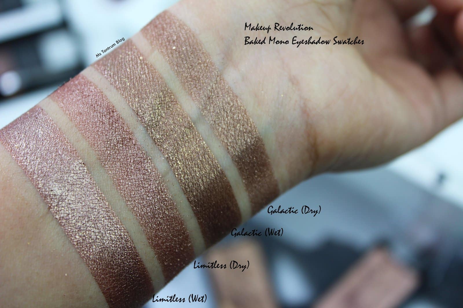 Makeup Revolution Baked Eyeshadow swatches - Limitless, Galactic