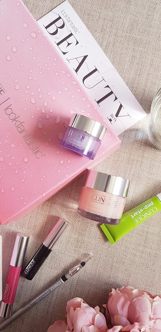 #LFXCLINIQUE Beauty Box - Moisture Surge Hydrator, Take the day off cleansing balm, pep start bubble mask, high impact mascara, quickliner, chubby stick - Ms Tantrum Blog